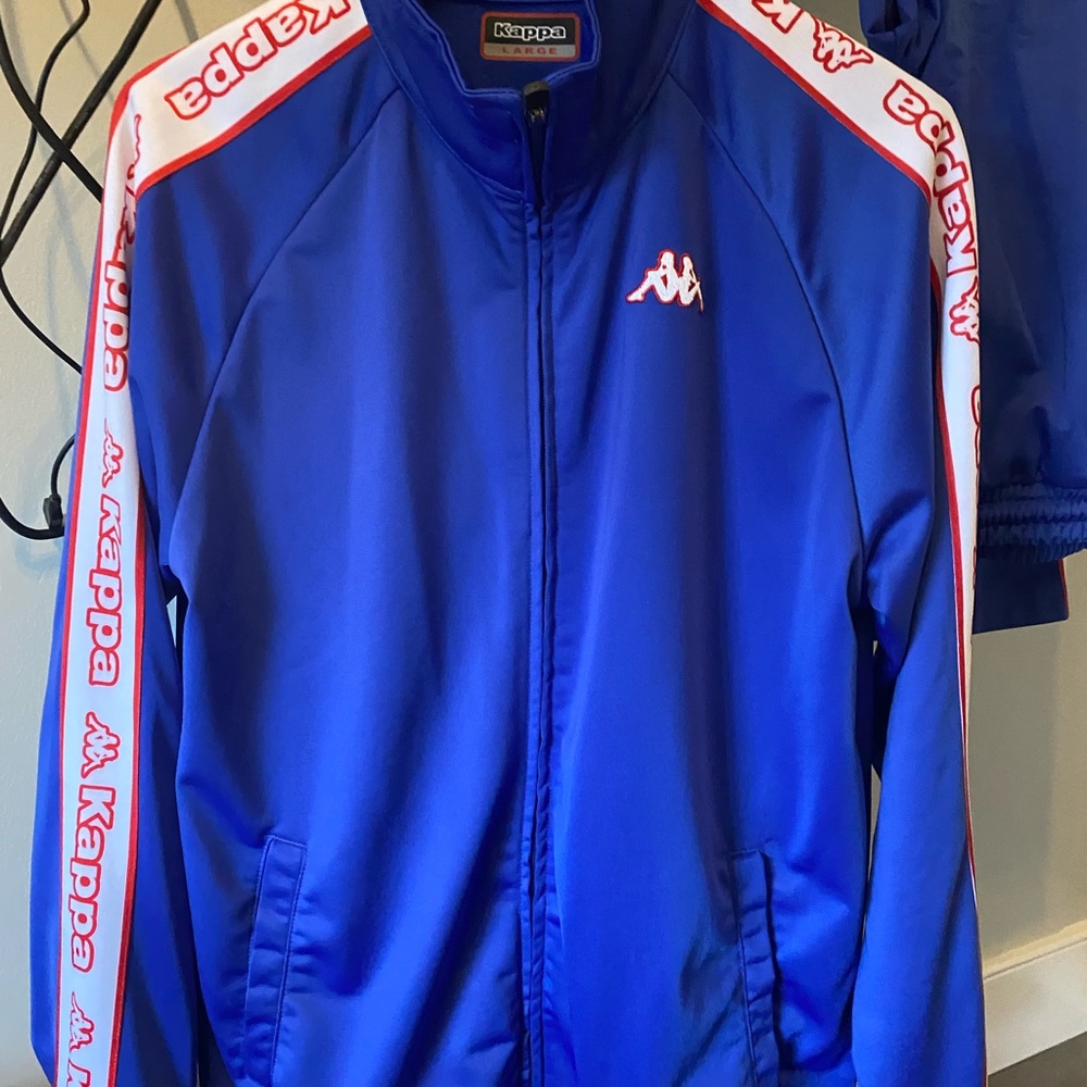 Purple / Blue Kappa zip up and pants.